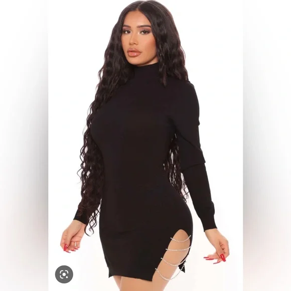 green emerald velvet dress Back To Basics Turtleneck Mini Dress